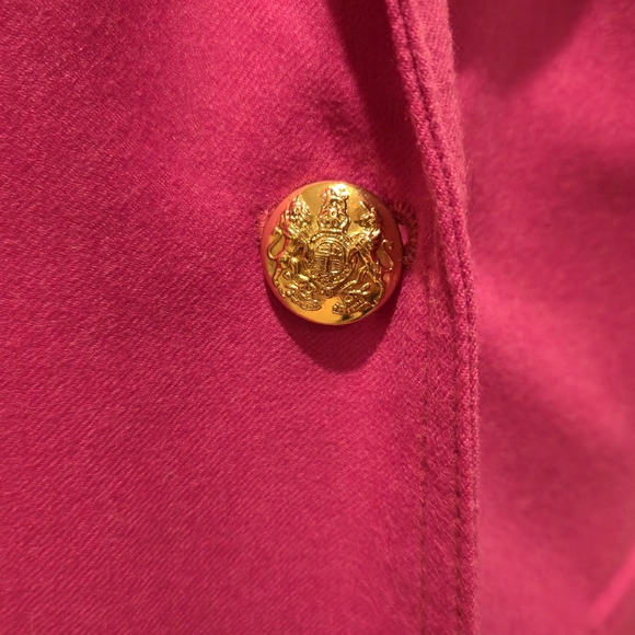 J. Crew 100% Wool Vibrant Pink Blazer with Gold Buttons - Picture 7 of 9